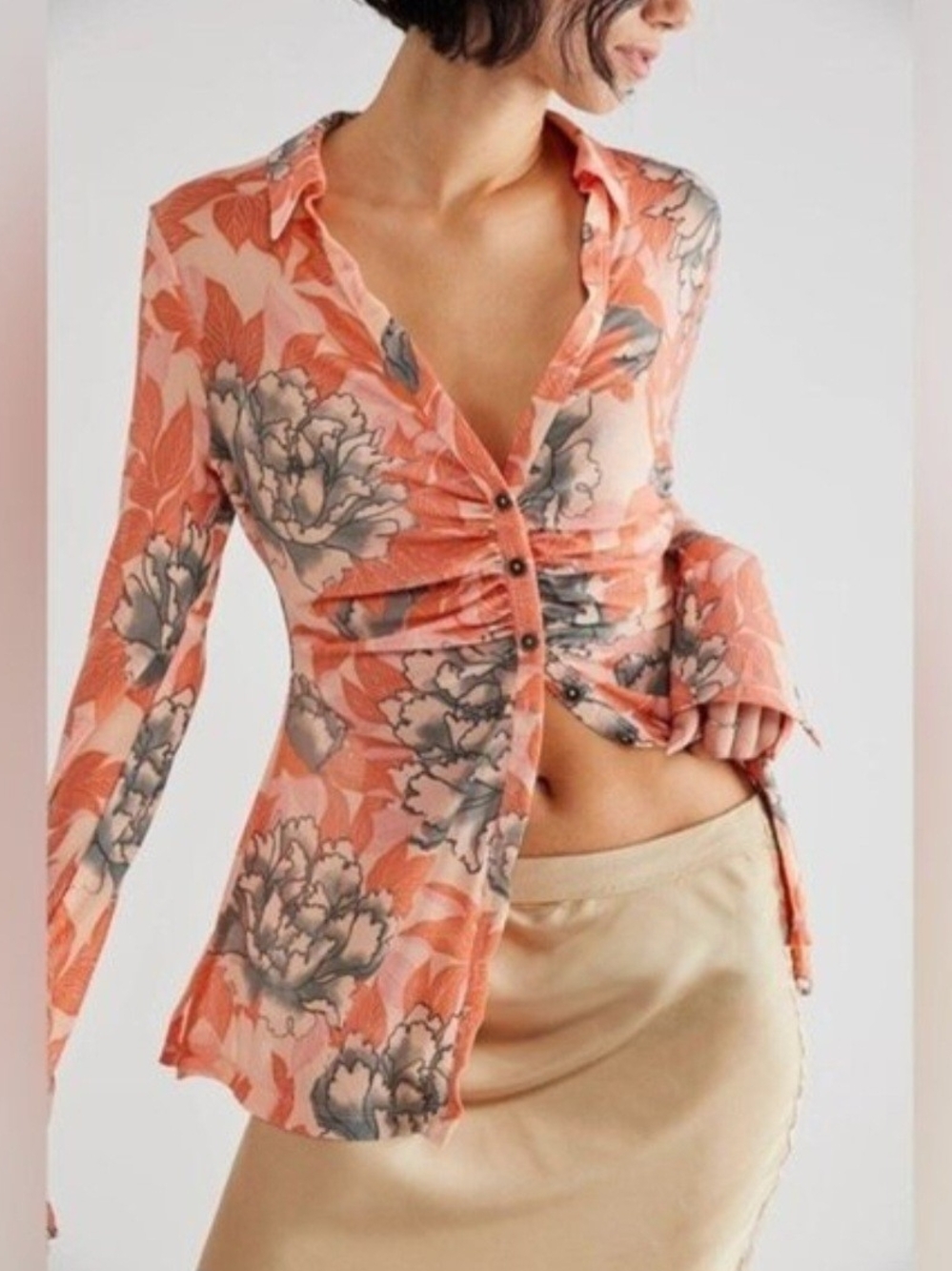 Free People Floral Shirtee Top